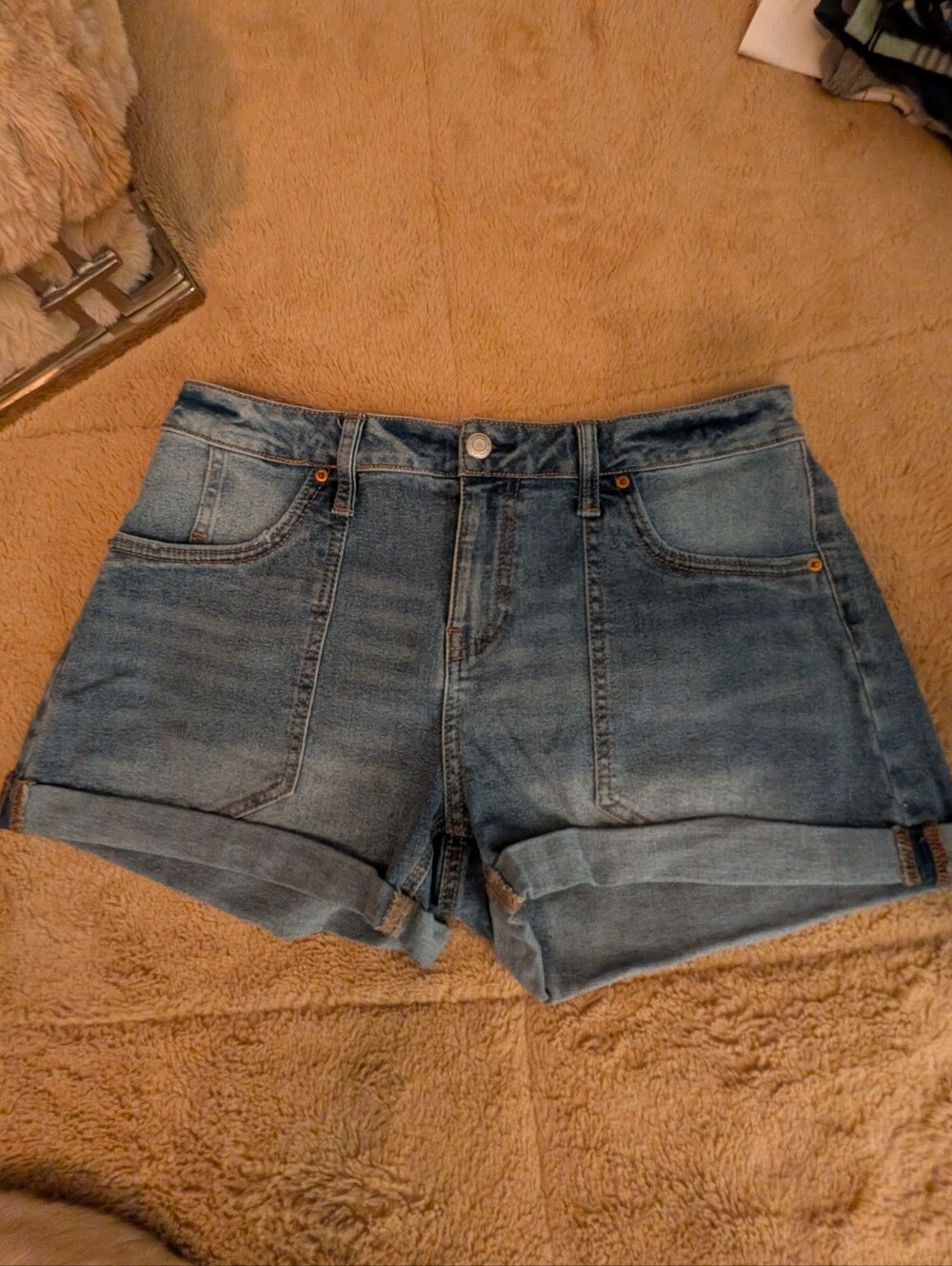 Vanilla Star Light Blue Roll Cuff Jean Shorts